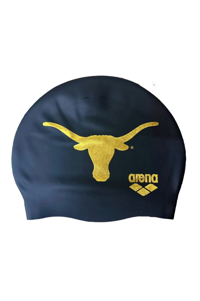 Texas Longhorn Matte Black Foil Silicone Swim Cap