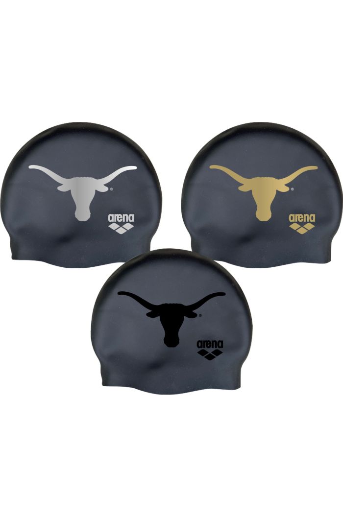 Texas Longhorn Matte Black Silicone Swim Cap