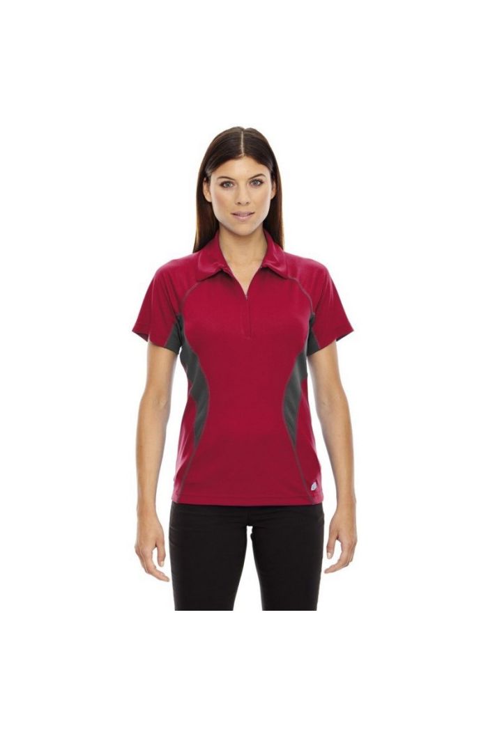 North End Sport Red Ladies Serac UTK cool logik Performance Zippered Polo