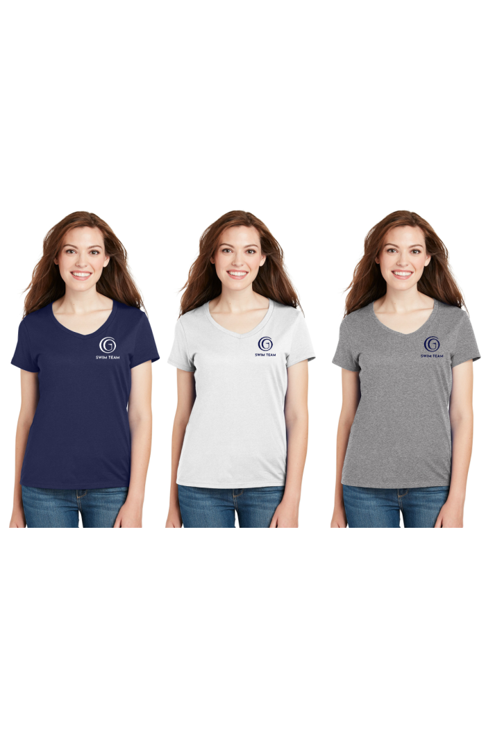 Ladies V Neck T-Shirt Chest Logo