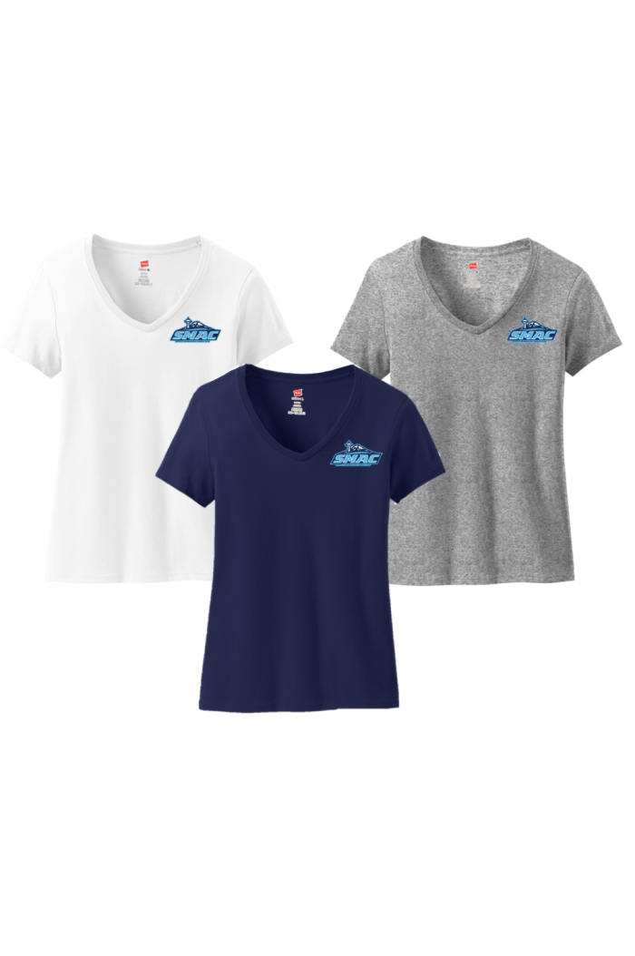 Ladies V Neck T-Shirt Chest Logo