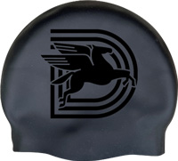 Custom Printed Matte Black on Black Silicone Swim Team Caps